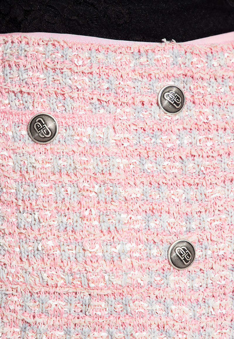 Balenciaga Tweed Knit Maxi Skirt 704563 T3251-5000 Pink