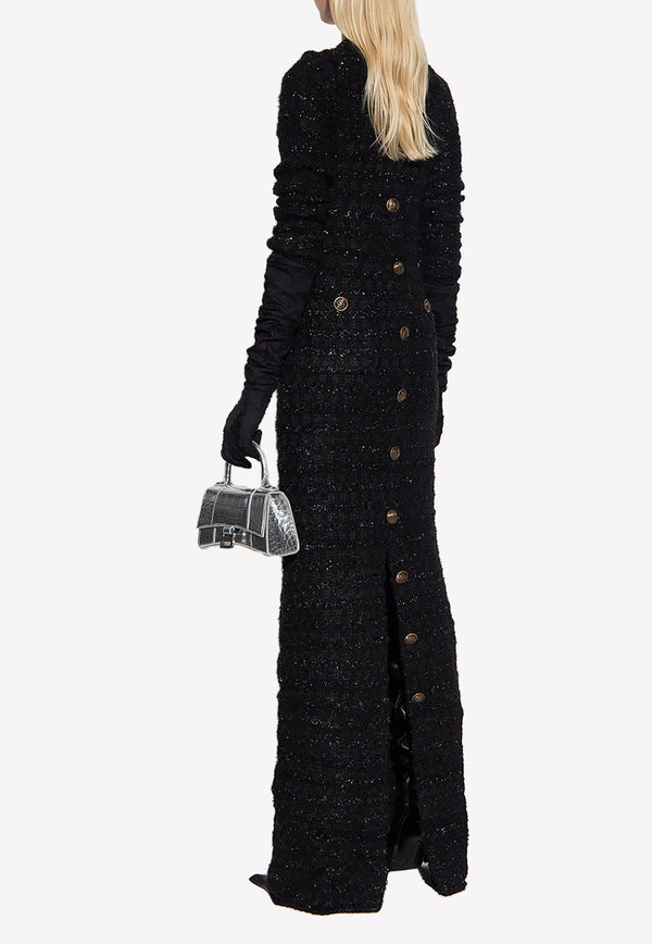 Balenciaga Back-to-Front Tweed Maxi Dress 704574 T1651-1000 Black