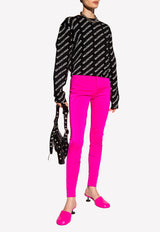 Balenciaga High-Waist Stretch Pants 704752 TVK15-6840 Neon Pink