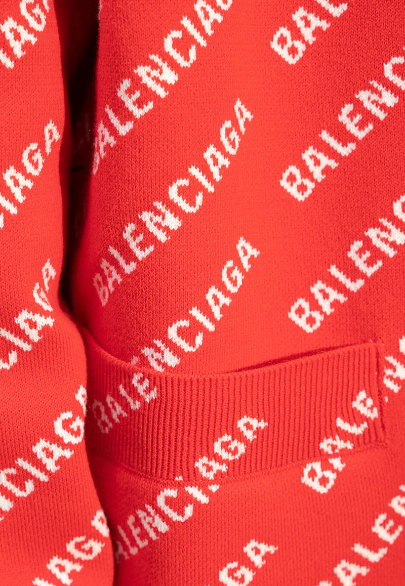 Balenciaga All-Over Logo Cardigan 718920 T3233-6090 Red