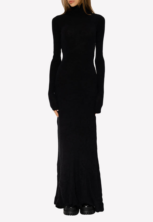 Balenciaga Long-Sleeved Maxi Dress 719030 T3260-1000 Black