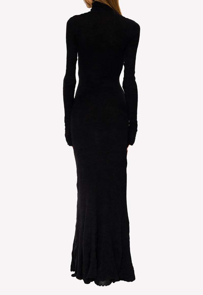 Balenciaga Long-Sleeved Maxi Dress 719030 T3260-1000 Black