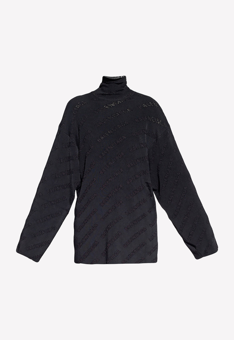 Balenciaga Oversized Ribbed Turtleneck Sweater 719056 T5188-1000 Black