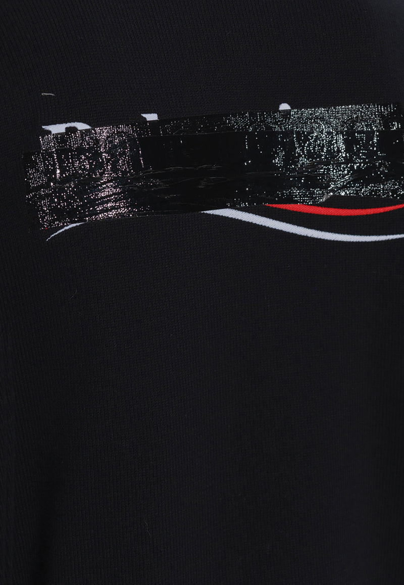 Balenciaga Logo Crewneck Sweater 719158 T3263-1000 Black