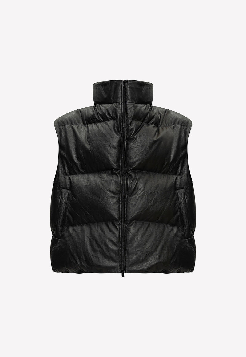 Balenciaga Oversized Padded Leather Vest 719218 TNS08-1000 Black