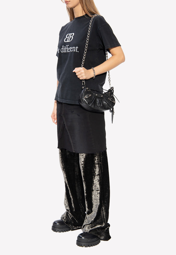 Balenciaga Knee-Length Denim Skirt 719270 TNW54-1129 Black