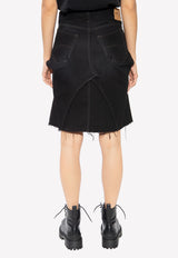 Balenciaga Knee-Length Denim Skirt 719270 TNW54-1129 Black