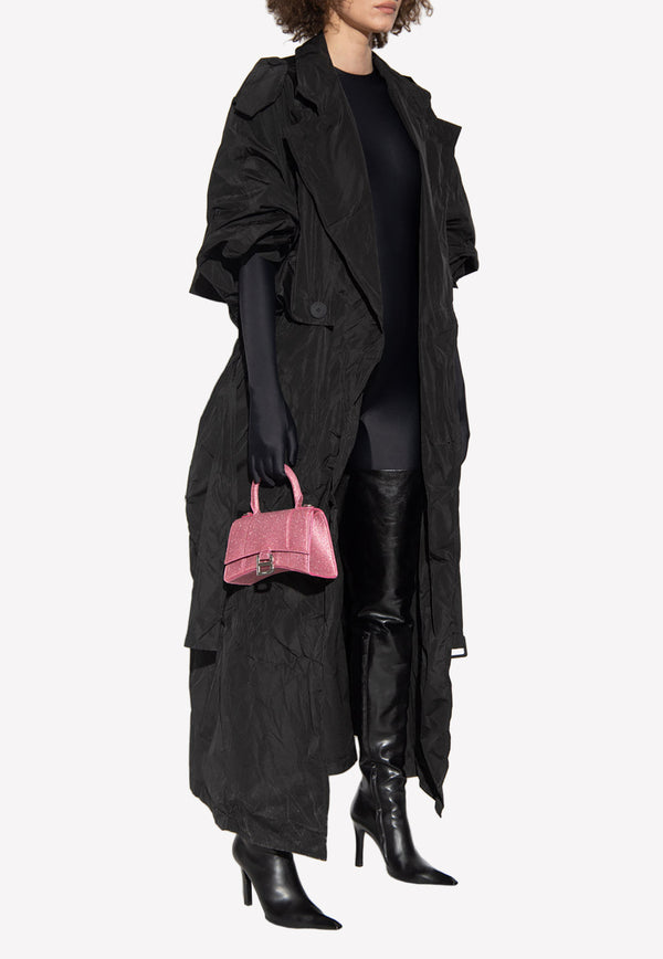 Balenciaga Double-Breasted Wrinkled Trench Coat Black 720148 TMO05-1000