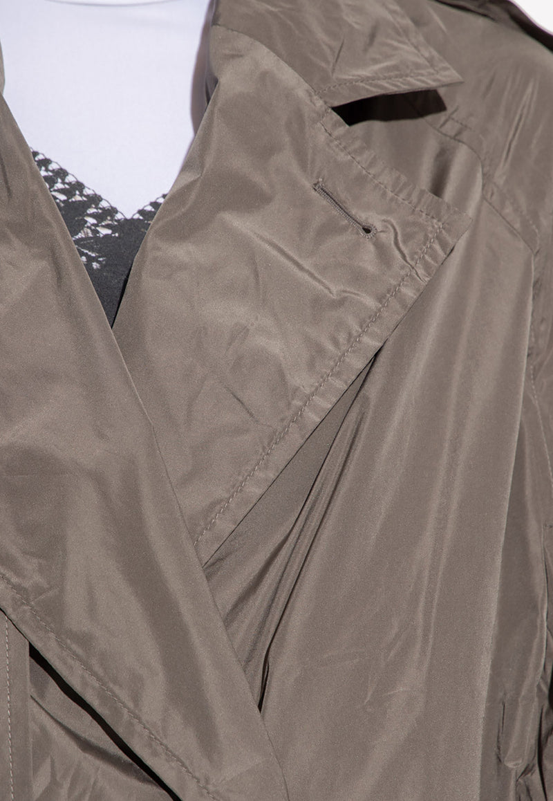 Balenciaga Double-Breasted Wrinkled Trench Coat Gray 720148 TMO05-1240
