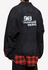 Balenciaga BB Icon Denim Jacket Black 724646 TNW54-1129