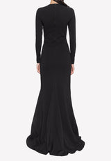 Balenciaga Stretch Crepe Long Dress Black 725097 TNV08-1000