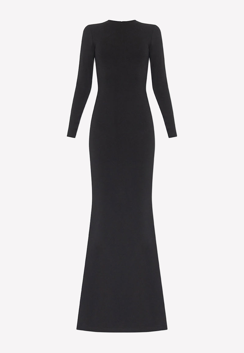 Balenciaga Stretch Crepe Long Dress Black 725097 TNV08-1000