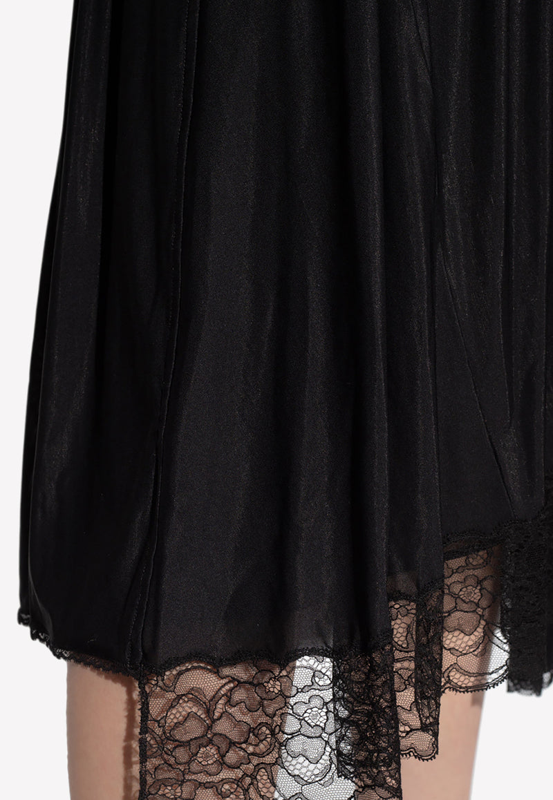 Balenciaga Lace-Trimmed Midi Skirt Black 725118 TAV54-1000