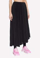 Balenciaga Pleated Midi Skirt Black 725119 TNO11-1000