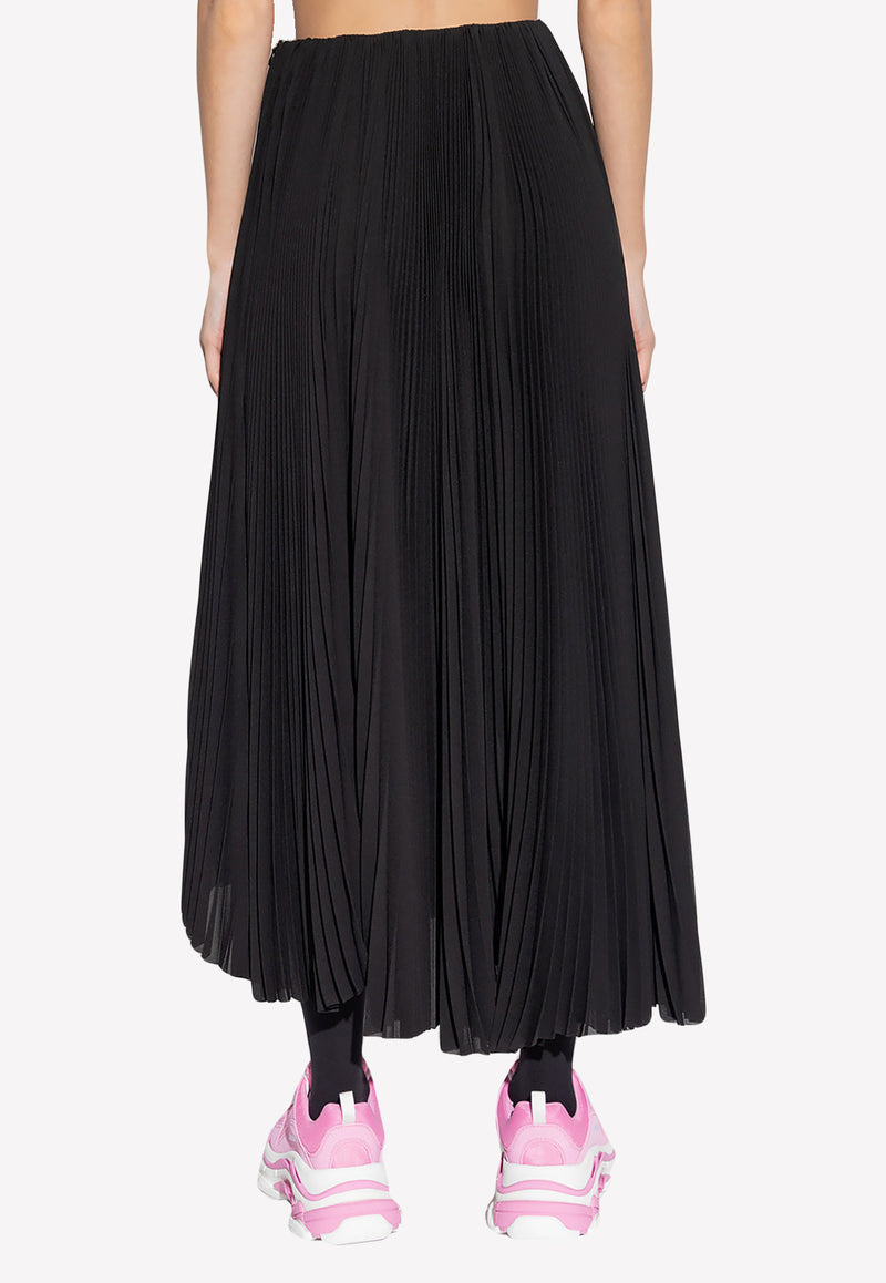 Balenciaga Pleated Midi Skirt Black 725119 TNO11-1000