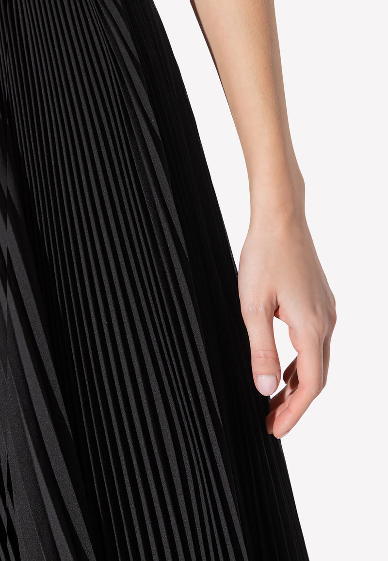 Balenciaga Pleated Midi Skirt Black 725119 TNO11-1000