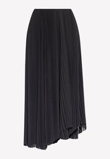 Balenciaga Pleated Midi Skirt Black 725119 TNO11-1000