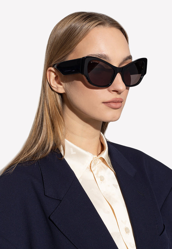 Balenciaga Cat-Eye Logo Sunglasses Gray 725213 T0039-1000