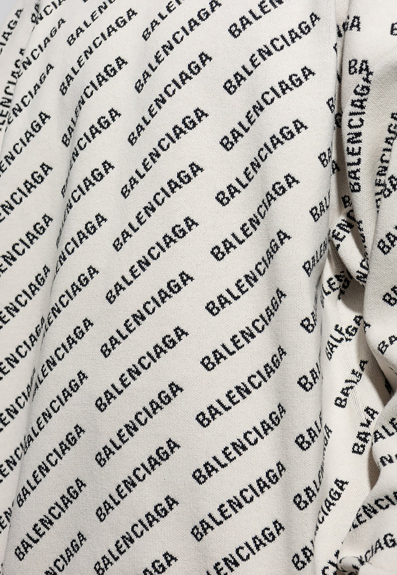 Balenciaga All-Over Logo Sweatshirt Cream 736247 T3233-9054