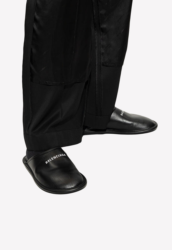 Balenciaga Home Calf Leather Slippers Black 736288 WB721-1090