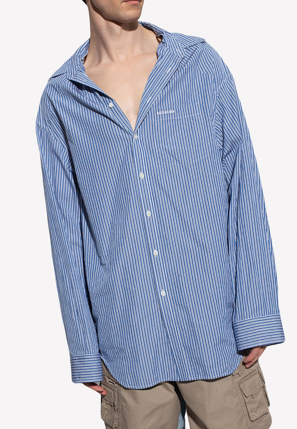 Balenciaga Oversized Stripe Shirt Blue 665150 TKM23-4011
