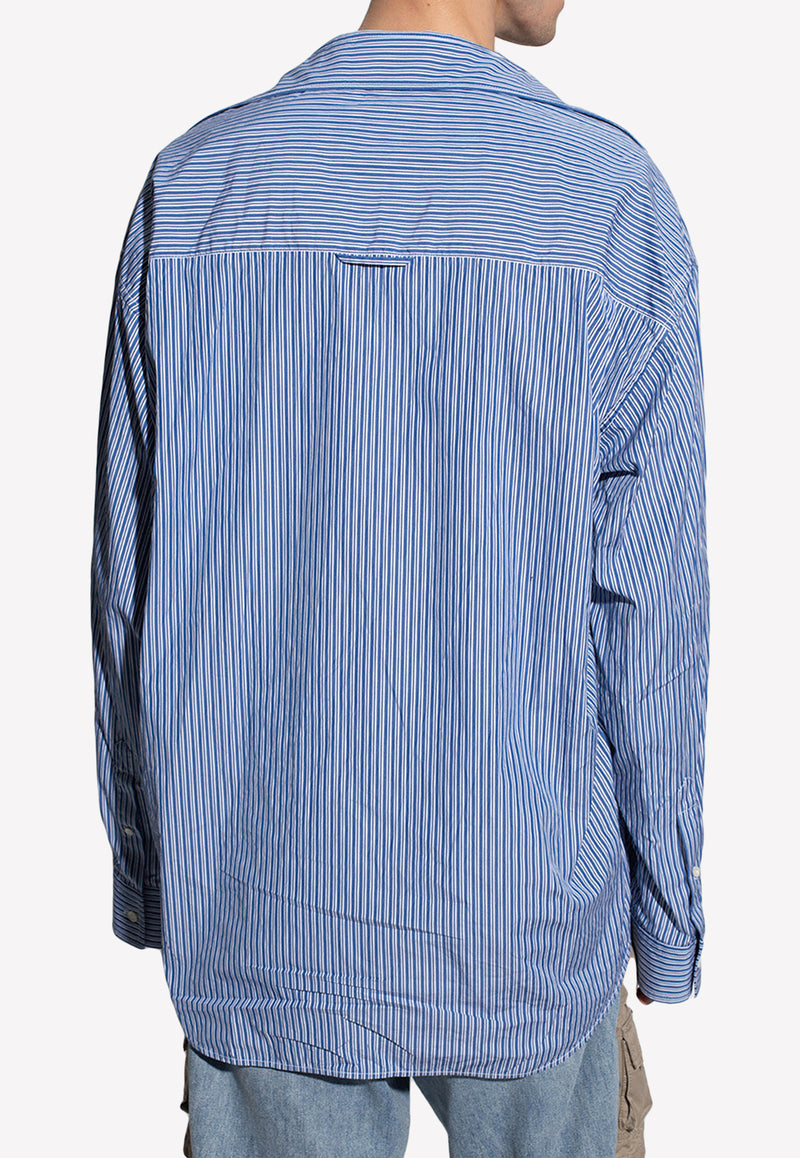 Balenciaga Oversized Stripe Shirt Blue 665150 TKM23-4011