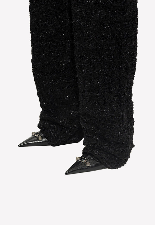 Balenciaga Cagole 90 Pointed Mules in Lamb Leather Black 714253 WAD4E-1081
