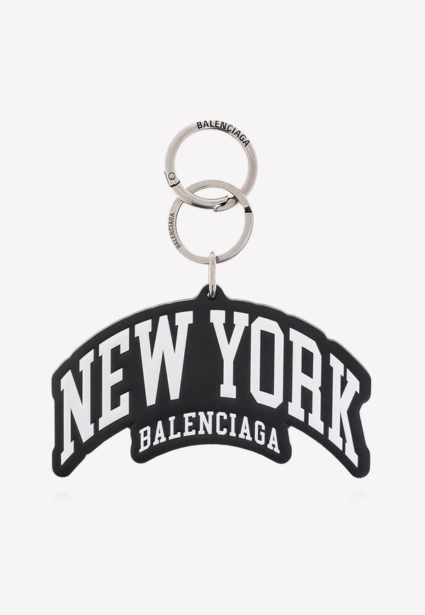 Balenciaga New York Logo Leather Keyring Black 689329 1JHUY-1075