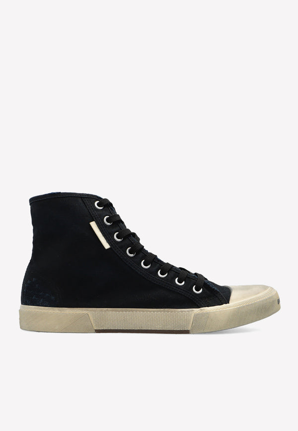 Balenciaga Paris High-Top Distressed Sneakers Black 688752 W3RC1-1090