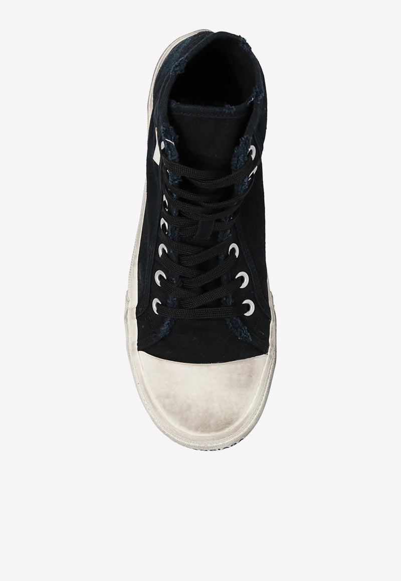 Balenciaga Paris High-Top Distressed Sneakers Black 688756 W3RC1-1090