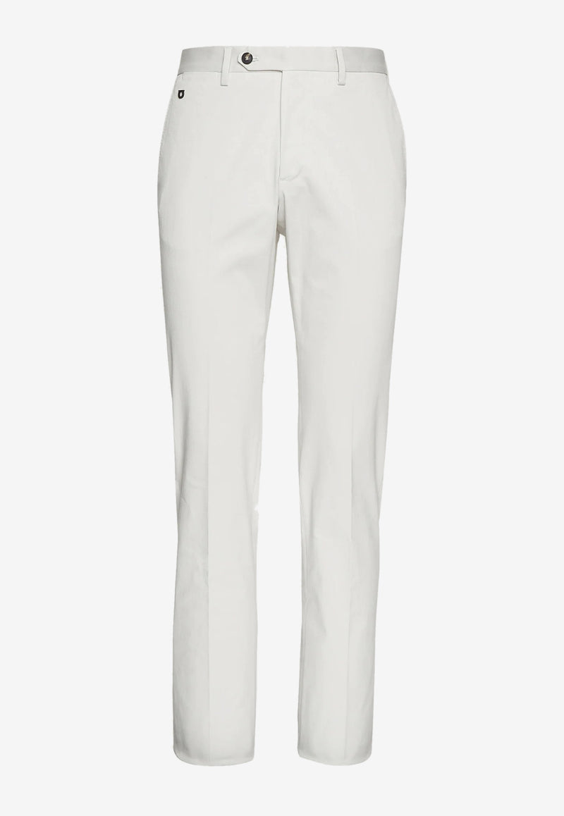 Salvatore Ferragamo Straight-Leg Cotton Chino Pants White 142974 P 747007 GULL GRAY