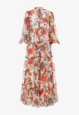 Zimmermann Ginger Tiered Floral Midi Dress in Silk Multicolor 7471DSS233FLORAL
