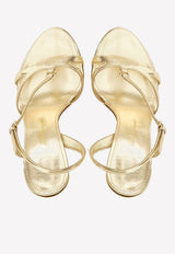 Salvatore Ferragamo Jole 105 Open-Toe Sandals in Laminated Leather Gold 01E689 JOLE X5 758632 PLATINO/F BEIGE