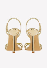 Salvatore Ferragamo Jole 105 Open-Toe Sandals in Laminated Leather Gold 01E689 JOLE X5 758632 PLATINO/F BEIGE