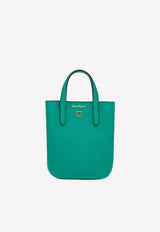 Salvatore Ferragamo Mini Gancini Tote Bag in Hammered Leather Emerald 212964 TRAVEL M BAG 758947 EMERALD