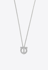 Salvatore Ferragamo Gancini 3D Crystal-Embellished Necklace Silver 760399 PEND 3D STR 736245 PALLADIOSTRASS CRYST
