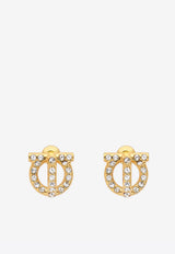 Salvatore Ferragamo Gancini 3D Crystals-Embellished Earrings Gold 760417 EA 3D STRASS 736294 ORO GIOVESTRASS CRYST