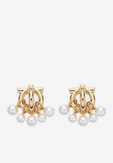 Salvatore Ferragamo Gancini Pearl Stud Earrings Gold 760529 OR 3D GRAPE 751028 ORO CH/ PER BIANCHE