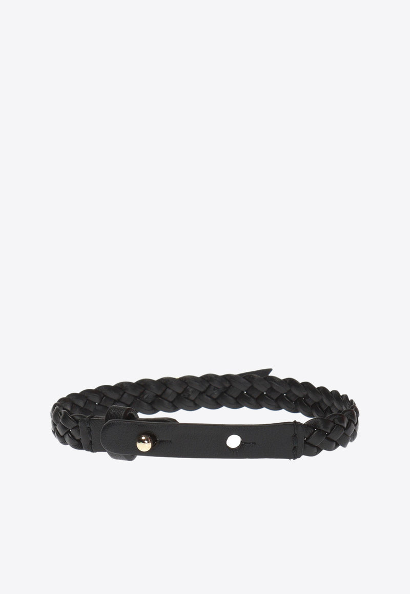 Salvatore Ferragamo Vara Bow Braided Leather Bracelet Black 762501 BR MINIVA 1G 707377 NERO/ORO