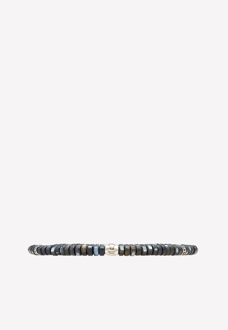 Salvatore Ferragamo Medium Hawk Eye Boho Bracelet Navy 770286 BR BEADSTONE 750693 OCCHIO DI FALCO M