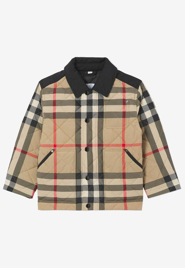 Burberry Kids Boys Check-Print Buttoned Jacket Beige