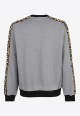 Dolce & Gabbana Leopard Print DG Patch Cotton Sweatshirt Grey G9VF5Z FU7DU S8291