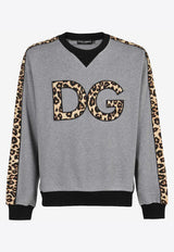 Dolce & Gabbana Leopard Print DG Patch Cotton Sweatshirt Grey G9VF5Z FU7DU S8291