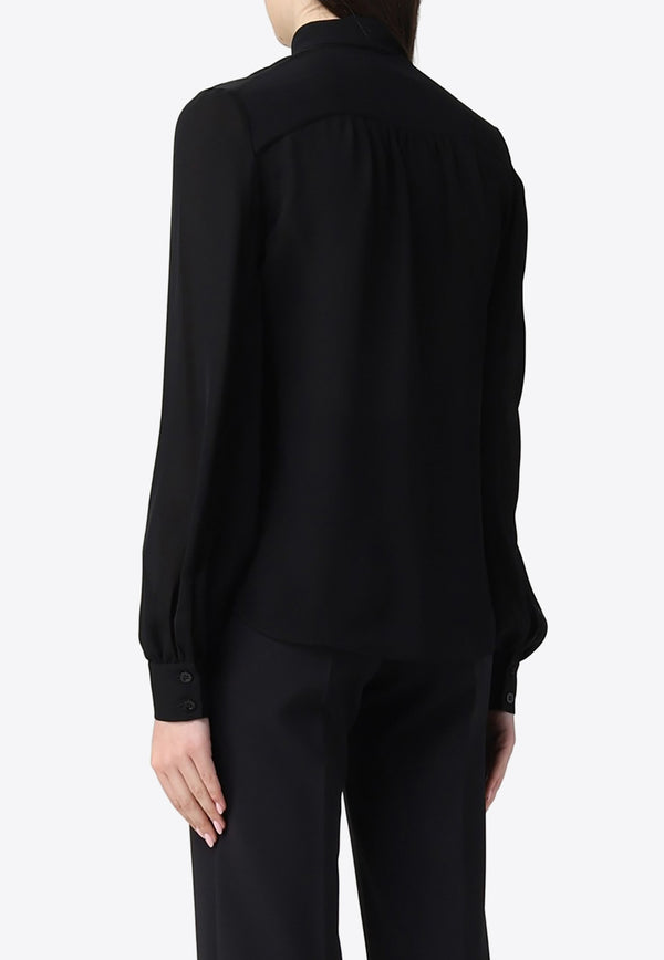 Moschino Long-Sleeved Silk Blouse A0201 0437 0555 Black