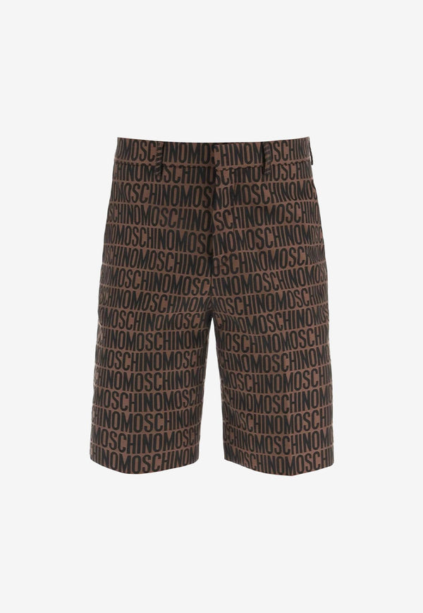 Moschino Jacquard Logo Bermuda Shorts Brown A0306 2615 1103