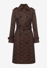 Moschino Logo Jacquard Trench Coat Brown A0601 2715 1103
