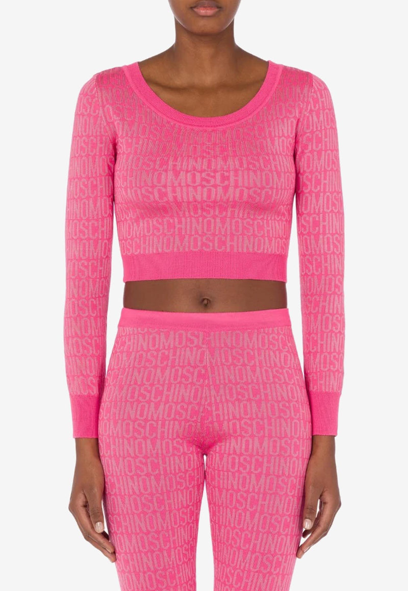 Moschino All-Over Logo Jacquard Cropped Top Pink A0901 2700 1207