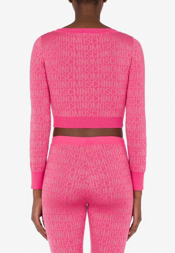 Moschino All-Over Logo Jacquard Cropped Top Pink A0901 2700 1207