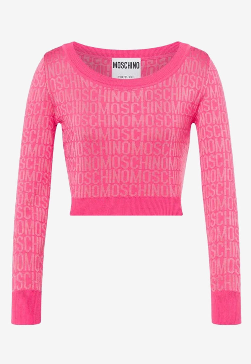 Moschino All-Over Logo Jacquard Cropped Top Pink A0901 2700 1207