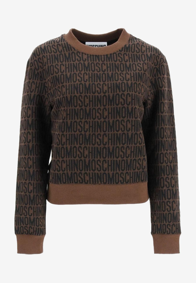Moschino Logo Jacquard Pullover Sweatshirt Brown A1702 2729 1103